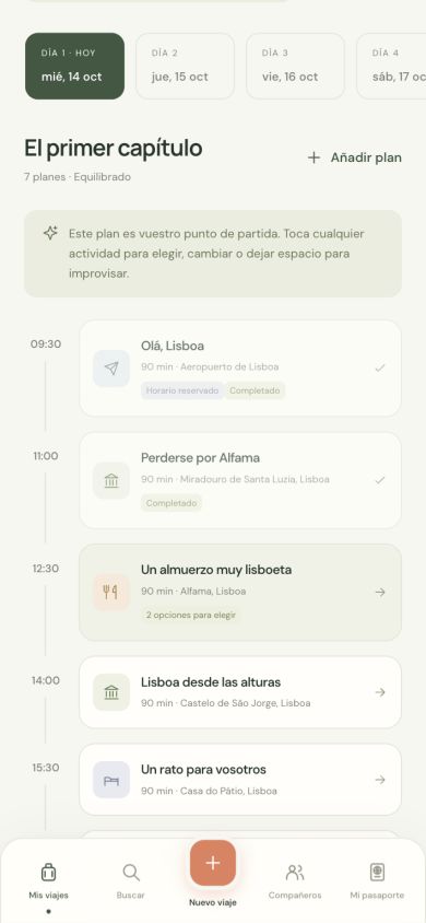 Itinerario diario editable de Lisboa en Hermes